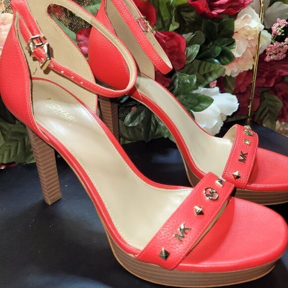 Michael Kors Sangria platform Sandal RED Leather NEW WITH DUSTBAG ❤️ - Picture 3 of 10
